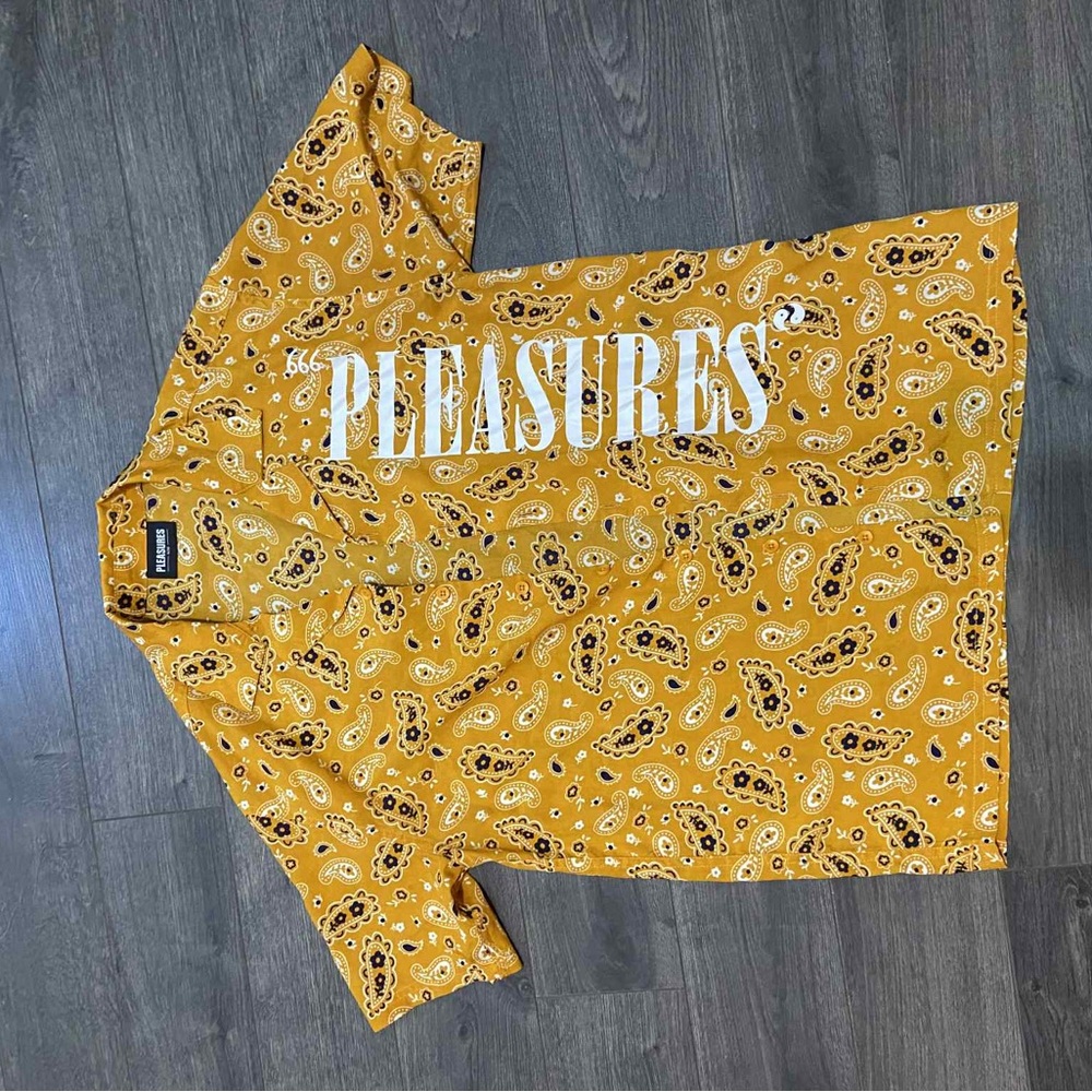 Pleasures Men's Yellow Paisley Casual Shirt